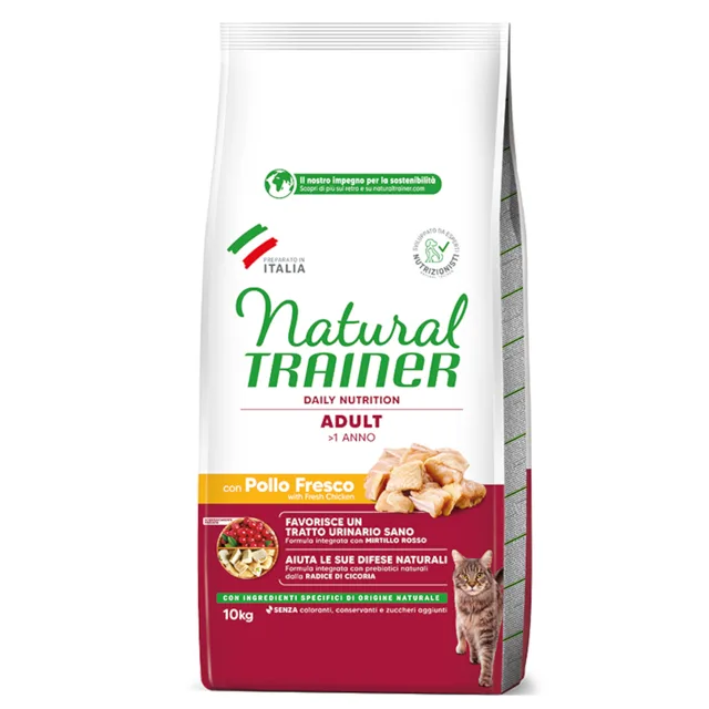 Natural Trainer, 10 kg + Straccetti 12 x 85 g zdarma - Sterilised šunka 10 kg + Straccetti plátky v omáčce míchané balení (kuřecí, losos, tuňák, krocaní) 12 ks (12 x 85 g)