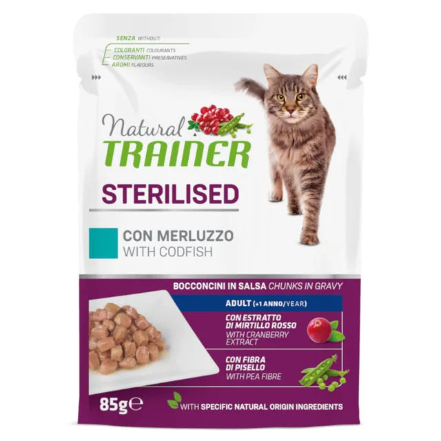 Natural Trainer Adult Sterilised - krůtí (12 x 85 g)