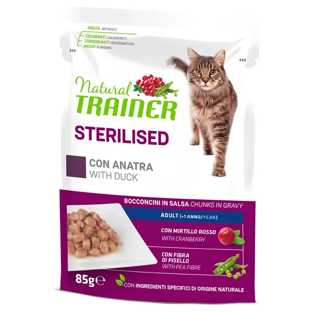 Natural Trainer Adult Sterilised - losos (24 x 85 g)
