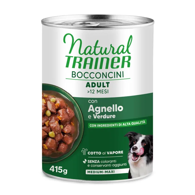 Natural Trainer Bocconcini Adult Medium & Maxi Chunks 2 x 415 g - výhodné balení - jehněčí