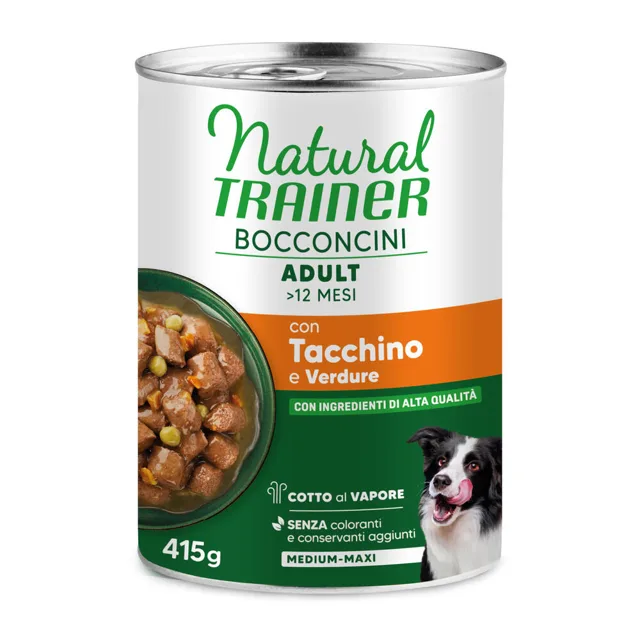 Natural Trainer Bocconcini Adult Medium & Maxi Chunks 2 x 415 g - výhodné balení - krůtí
