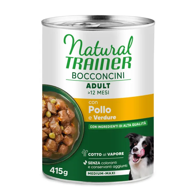 Natural Trainer Bocconcini Adult Medium & Maxi Chunks 2 x 415 g - výhodné balení - losos