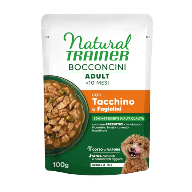 Natural Trainer Bocconcini Adult Small & Toy kousky v omáčce - 100 g krůtí