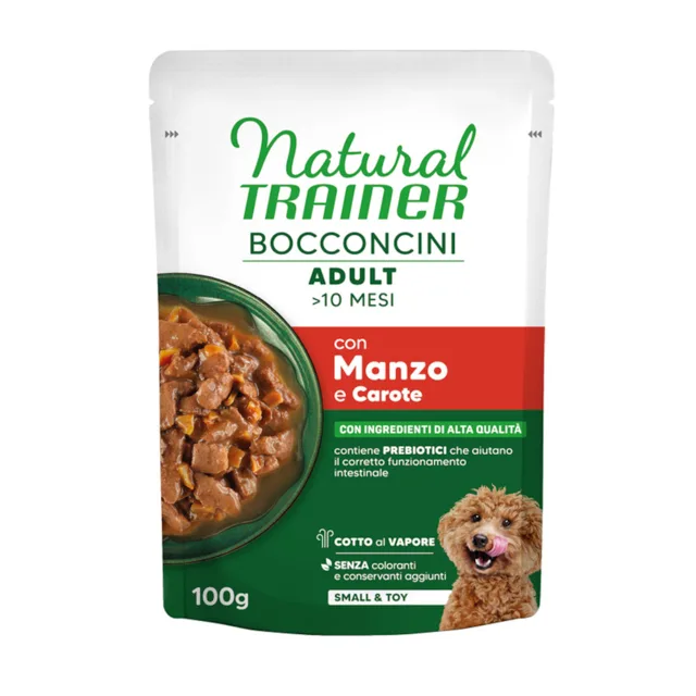 Natural Trainer Bocconcini Adult Small & Toy kousky v omáčce - výhodné balení: 6 x 100 g hovězí
