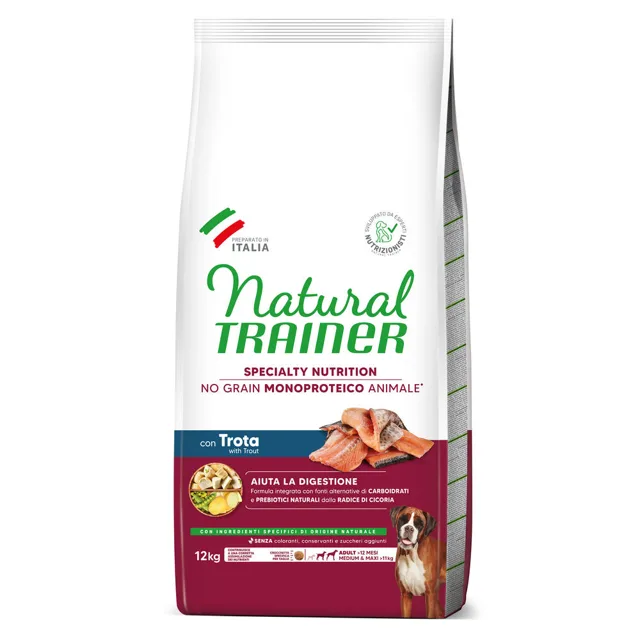 Natural Trainer No Grain Adult Medium & Maxi se pstruhem - 12 kg