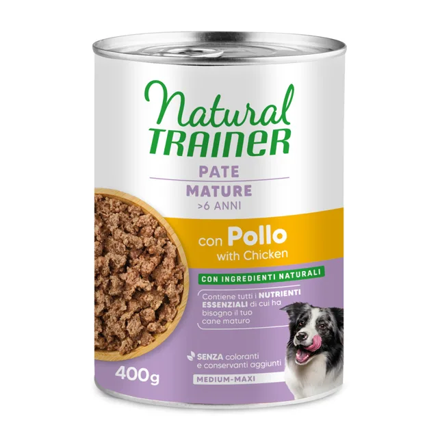 Natural Trainer Pate Medium & Maxi Mature - výhodné balení: 12 x 400 g kuřecí