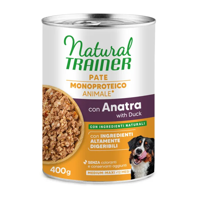 Natural Trainer Pate Monoproteico Medium & Maxi Adult 1 x 400 g - vepřové a celozrnné obiloviny