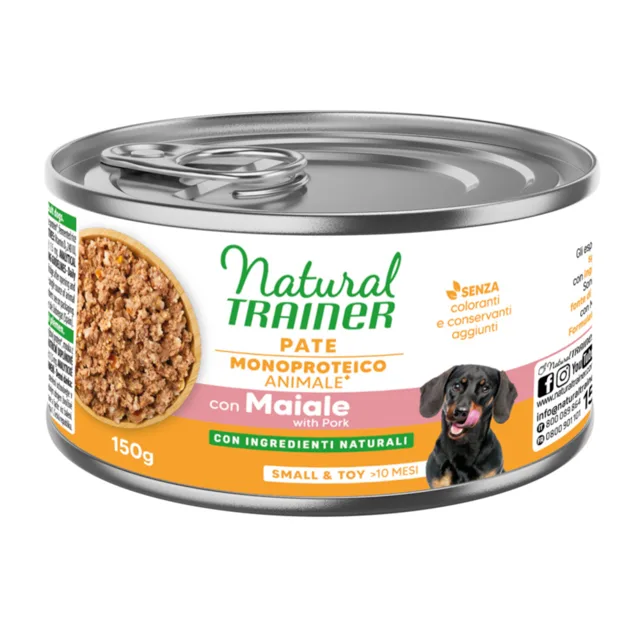 Natural Trainer Pate Monoproteico Small & Toy Adult - vepřové a celozrnné obiloviny
