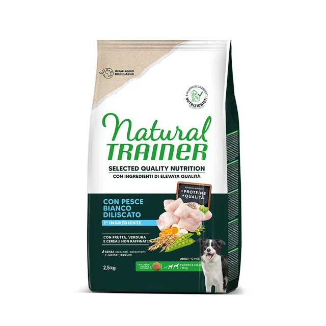 Natural Trainer Selected Quality Nutrition Adult Medium & Maxi White Fish - výhodné balení: 2 x 2,5 kg