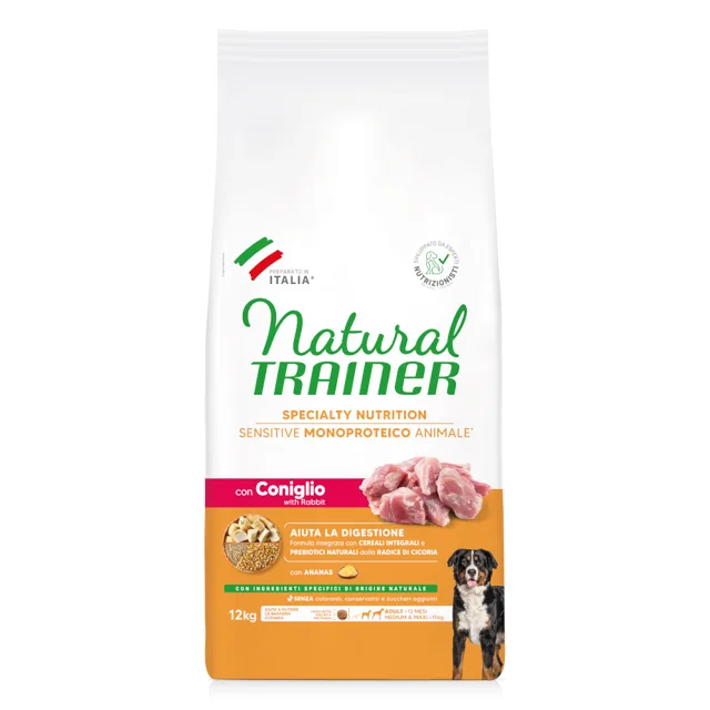 Natural Trainer Sensitive No Gluten Adult Medium/Maxi Single Protein s králíkem - 2 x 12 kg
