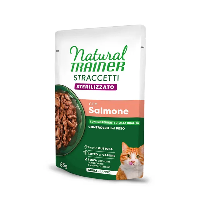 Natural Trainer Stracceti Adult Sterilized proužky v omáčce 24 x 85 g - losos