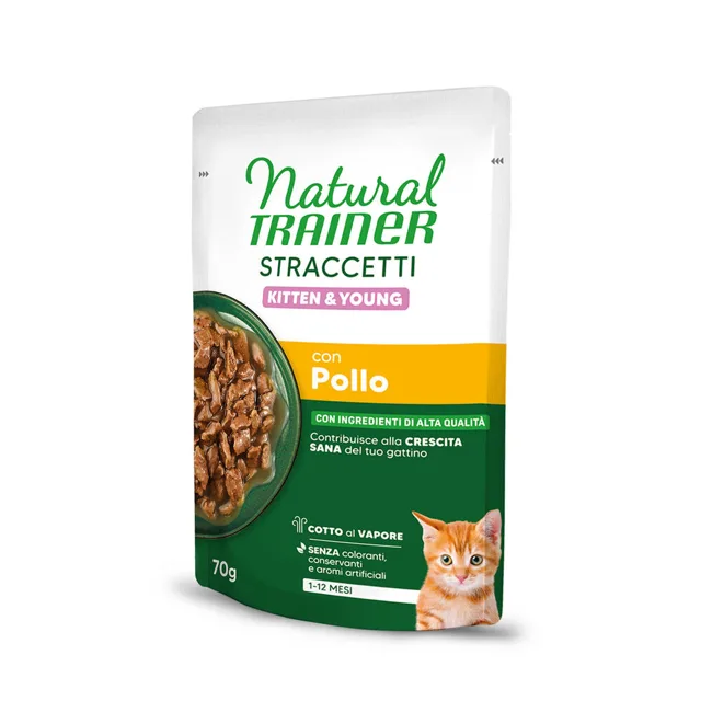 Natural Trainer Straccetti Kitten & Young proužky v omáčce 56 x 70 g - kuřecí