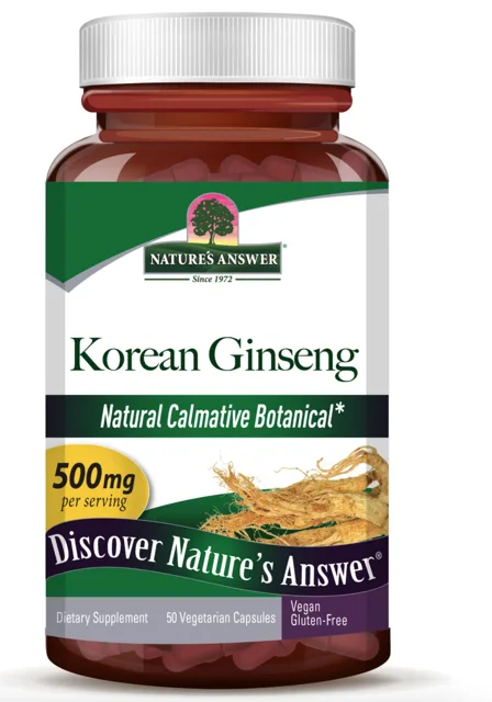 Nature's Answer Korean Ginseng, Korejský ženšen, 500 mg, 50 rostlinných kapslí