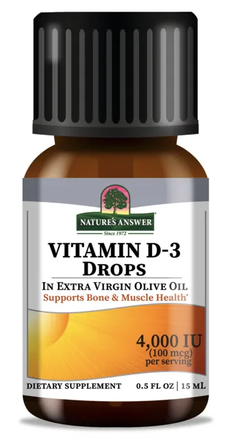 Nature's Answer Vitamin D-3 Drops, tekutý, 4000 IU,  15 ml