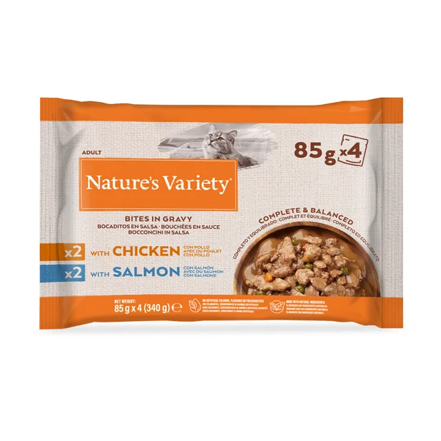 Nature's Variety Bites in Sauce 44 x 85 g - s treskou a mořskými rybami
