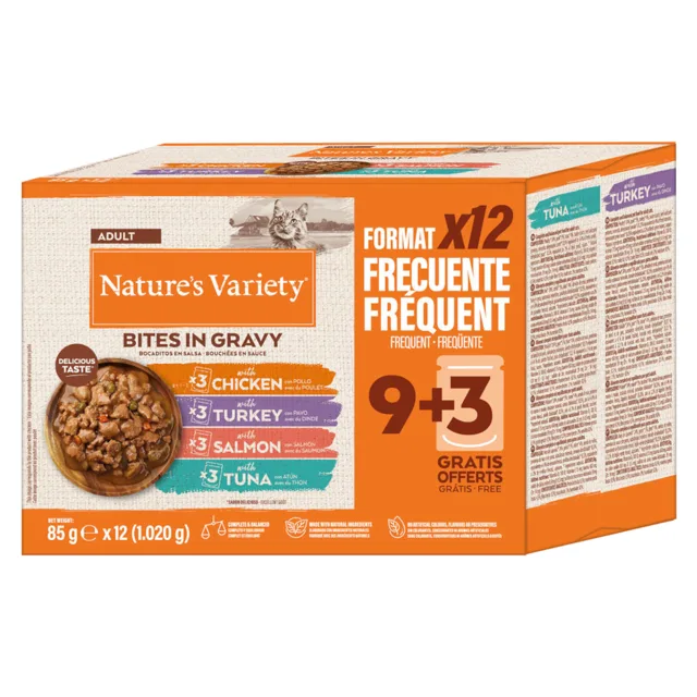 Nature's Variety Bites v omáčce Adult 12 x 85 g - míchané balení (4 druhy)
