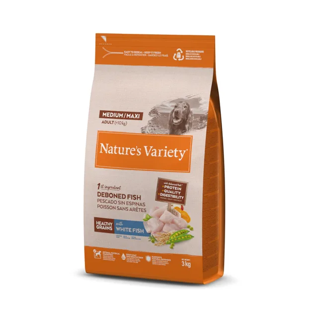 Nature's Variety Healthy Grains Medium/Maxi Adult Whitefish - Sparpaket: 2 x 12 kg