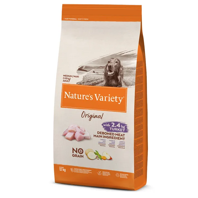 Nature's Variety No Grain Medium/Maxi Adult krůtí - výhodné balení: 2 x (10 kg + 2 kg zdarma)