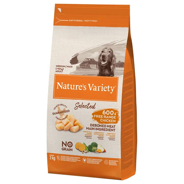 Nature's Variety No Grain Medium/Maxi Adult kuře z volného chovu - výhodné balení: 2 x 12 kg