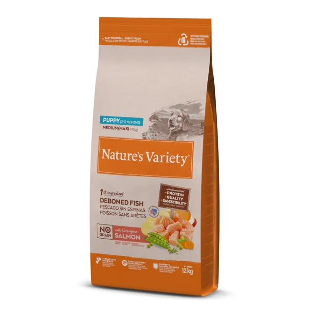 Nature's Variety No Grain Puppy Medium/Maxi losos - výhodné balení: 2 x 12 kg