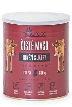 Natureca konzerva hovězí s játry pro psy 800g