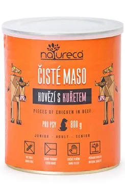 Natureca konzerva hovězí s kuřetem pro psy 800g