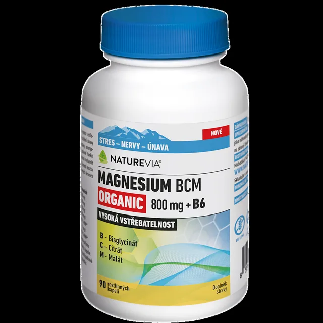 NATUREVIA Magnesium organic BCM 800 mg + B6, 90 kapslí