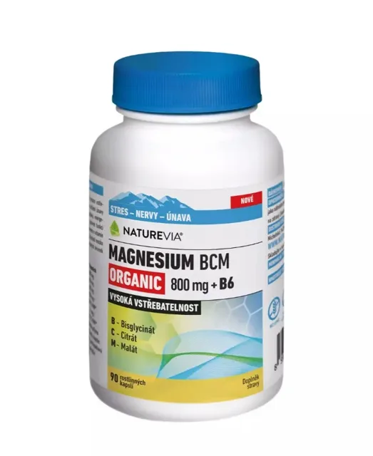 NatureVia Magnesium Organic BCM 800mg +B6 cps.90