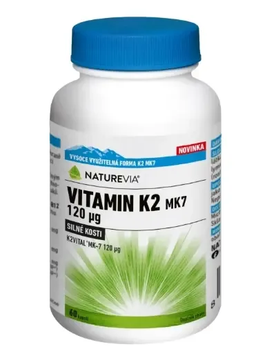 NatureVia Vitamin K2 MK7 120mcg 60 kapslí