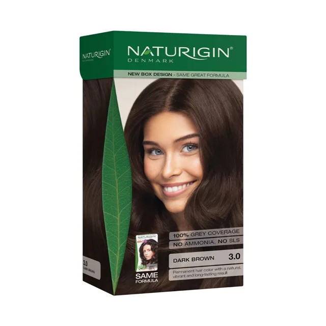 NATURIGIN Organic Based 100% Permanent Hair Colours Dark Brown 3.0 barva na vlasy 115 ml