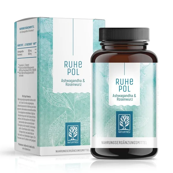 Naturtreu Ashwagandha &amp; Rhodiola rosea pro klidnou duši, 120 vegan kapslí