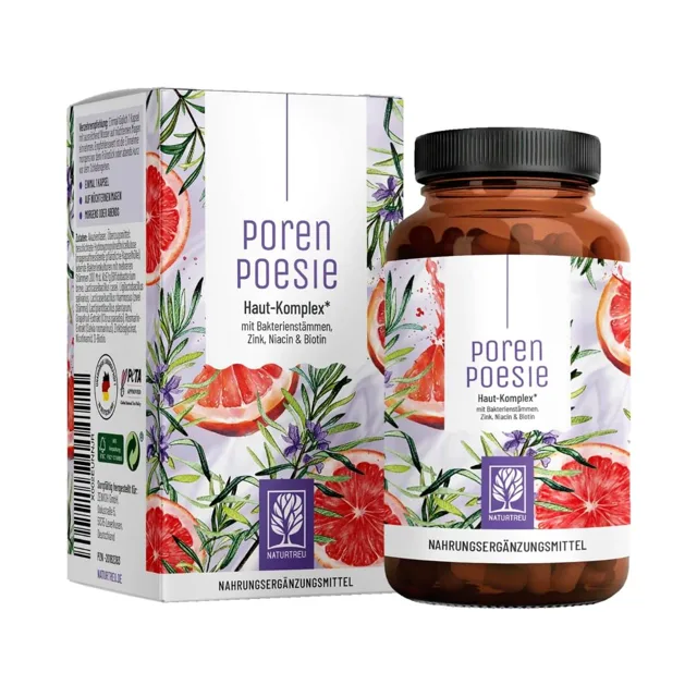 Naturtreu Pórová poezie – komplex vitamínů pro pleť se zinkem, probiotiky a niacinem, 90 kapslí