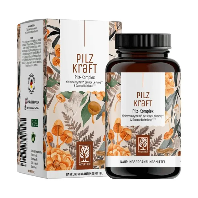 Naturtreu Síla z hub - komplex pro podporu imunity, trávení a duševního zdraví, 120 kapslí