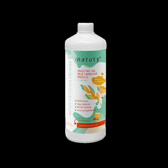 NATUTY Prací gel na bílé i barevné prádlo s vůní citronu 1 l