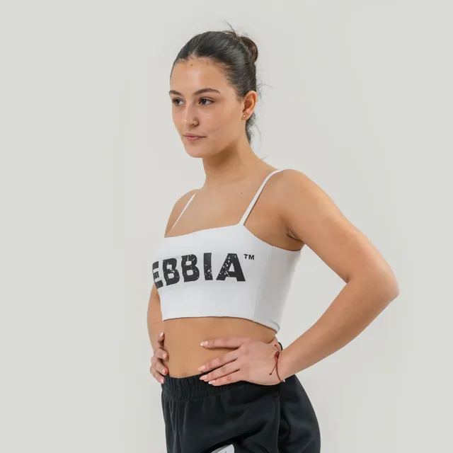 NEBBIA Bandeau sportovní podprsenka Back Check White