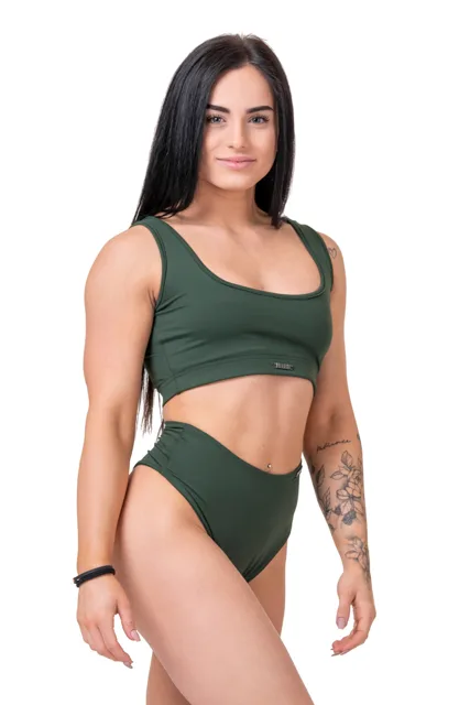 Nebbia Bikini Active Black Bralette 554, M, tmavě zelená