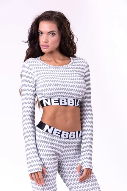 Nebbia Boho Style 3D pattern crop top 660, M, šedá