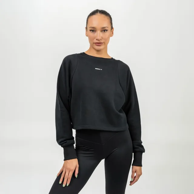 NEBBIA Crop Mikina Gym Spirit Black