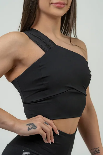 Nebbia Dámská sportovní podprsenka s vysokou podporou INTENSE Asymmetric 841, černá, L
