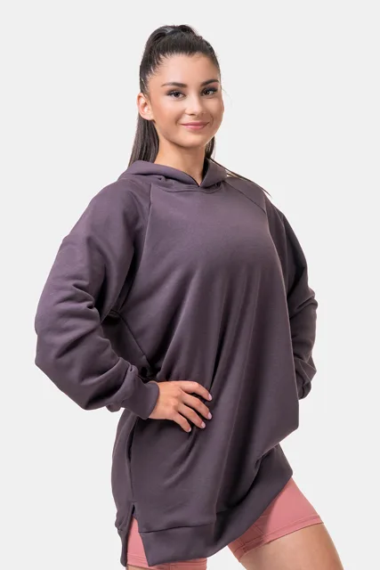 Nebbia Dlouhá Everyday HERO mikina s kapucí 580, L, hnědá