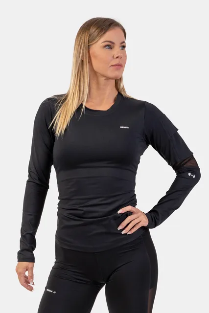 Nebbia Funkční tričko Smart Pocket s dlouhým rukávem 418, S, černá