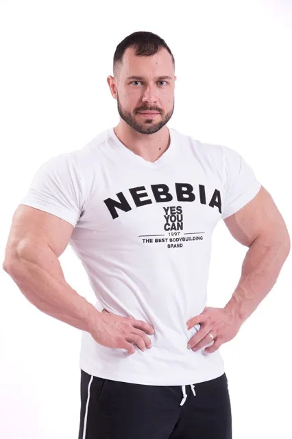 Nebbia Hardcore tričko s výšivkou 396, L, bílá