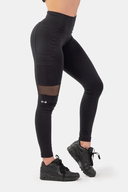 Nebbia Legíny Sporty s vysokým pasem a kapsou na boku 404, černá, XS