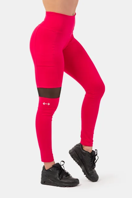 Nebbia Legíny Sporty s vysokým pasem a kapsou na boku 404, XS, růžová