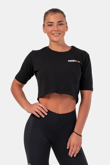 Nebbia Minimalist Logo NEBBIA crop top 600 , černá, S