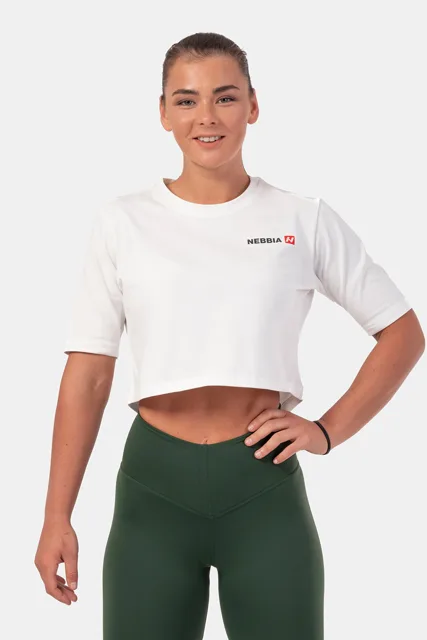 Nebbia Minimalist Logo NEBBIA crop top 600 , M, cream