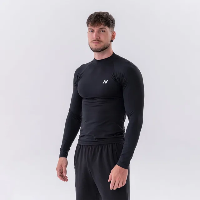 NEBBIA Pánské tričko Long-Sleeve Active Black