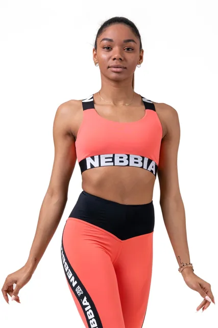 Nebbia Power Your Hero ikonická sportovní podprsenka 535, L, broskvová
