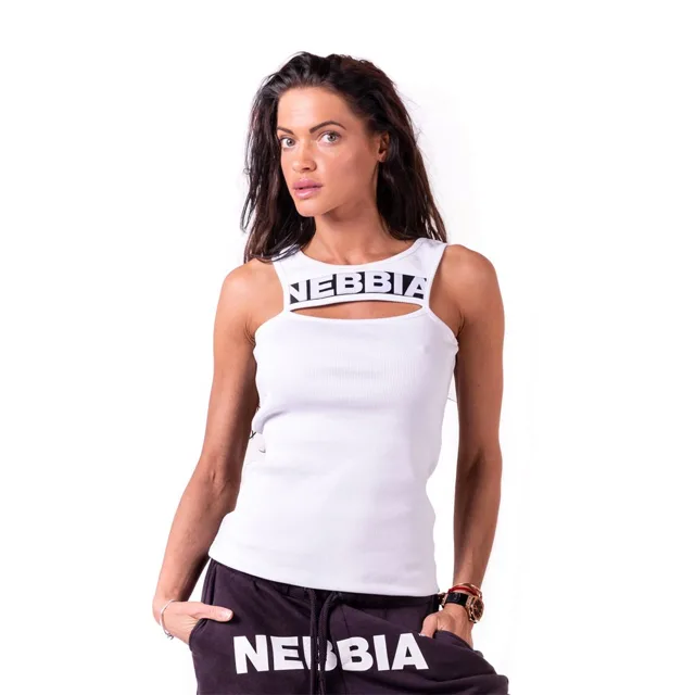Nebbia Rib Cut Out Top 678, M, bílá