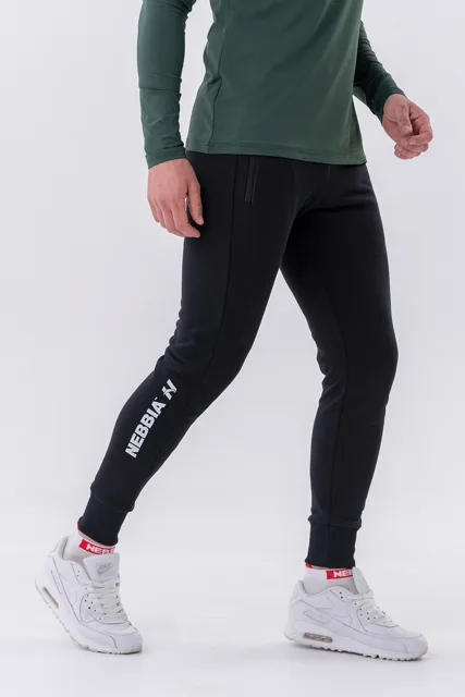 Nebbia Slim tepláky s kapsami na zips “Re-gain” 320, XXL, černá